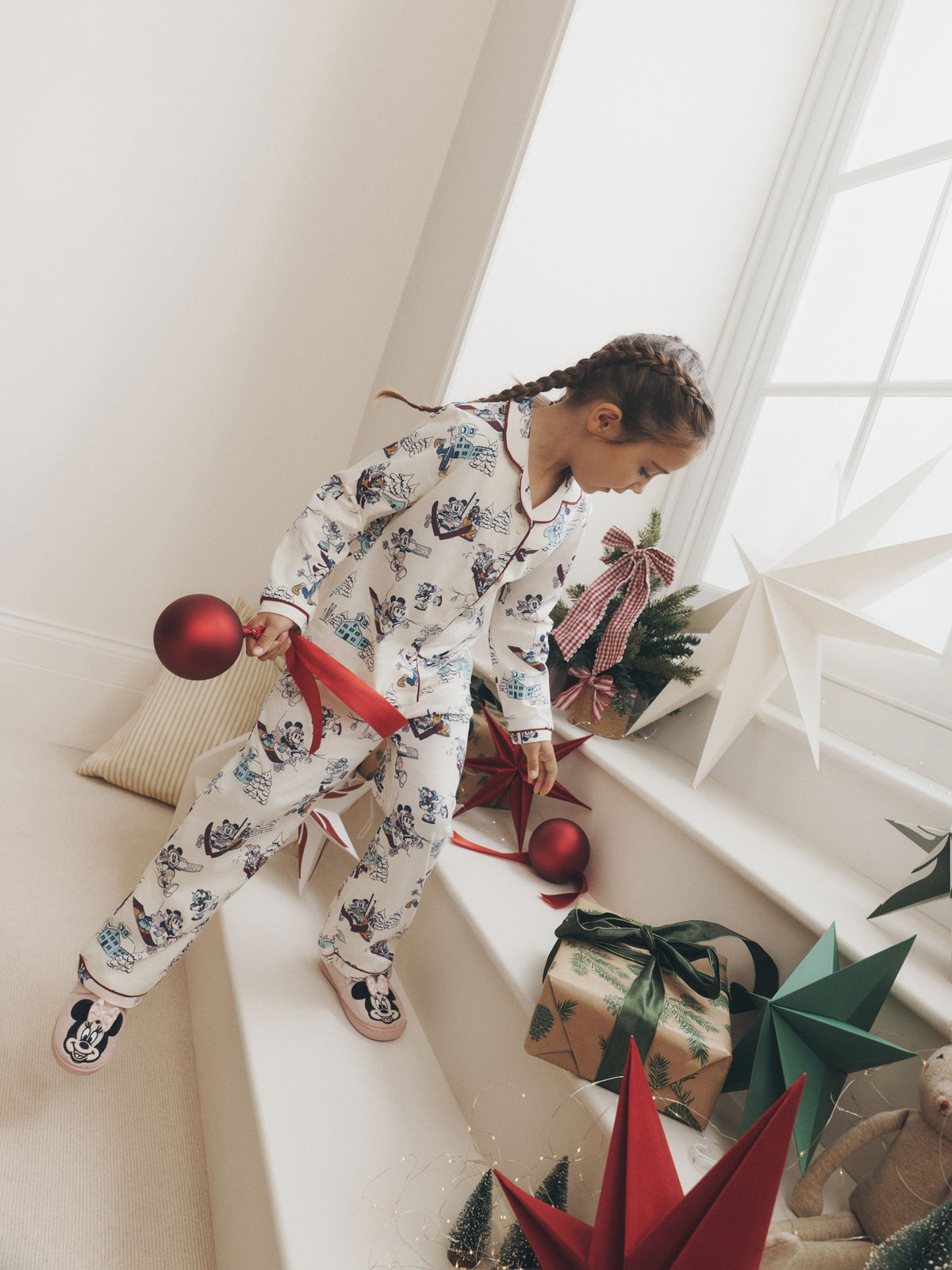 Berry/Ecru Mickey Mouse Jersey Button Through Christmas Pyjamas (9mths-10yrs) - image 6
