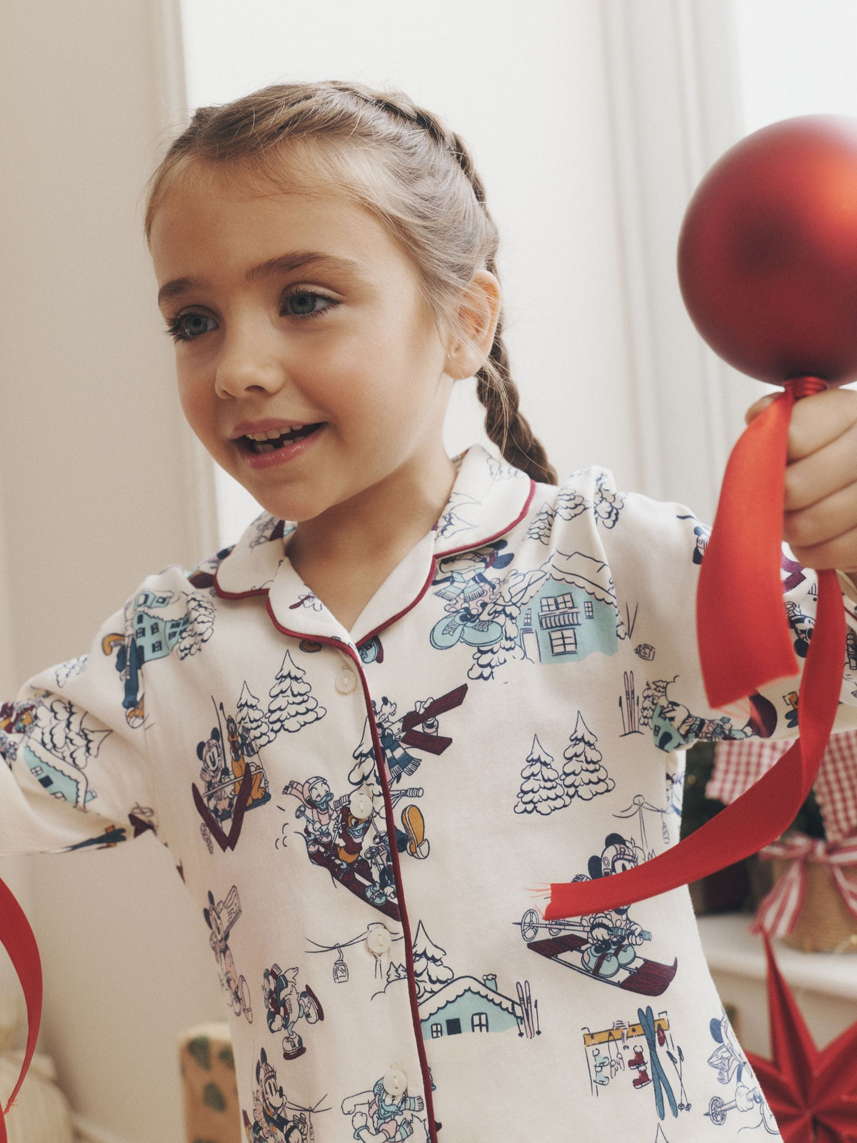 Berry/Ecru Mickey Mouse Jersey Button Through Christmas Pyjamas (9mths-10yrs) - image 7