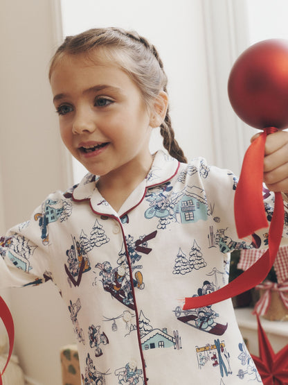 Berry/Ecru Mickey Mouse Jersey Button Through Christmas Pyjamas (9mths-10yrs) - image 7