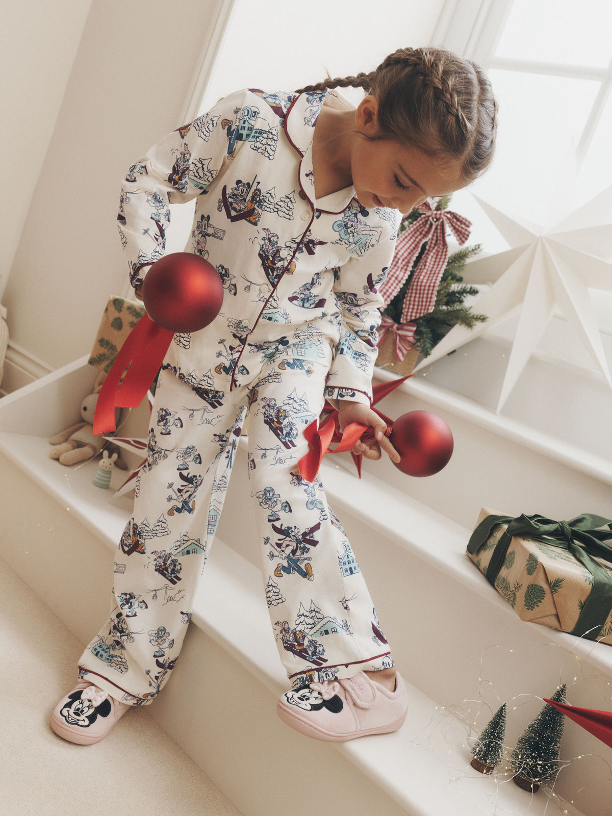 Berry/Ecru Mickey Mouse Jersey Button Through Christmas Pyjamas (9mths-10yrs) - image 8