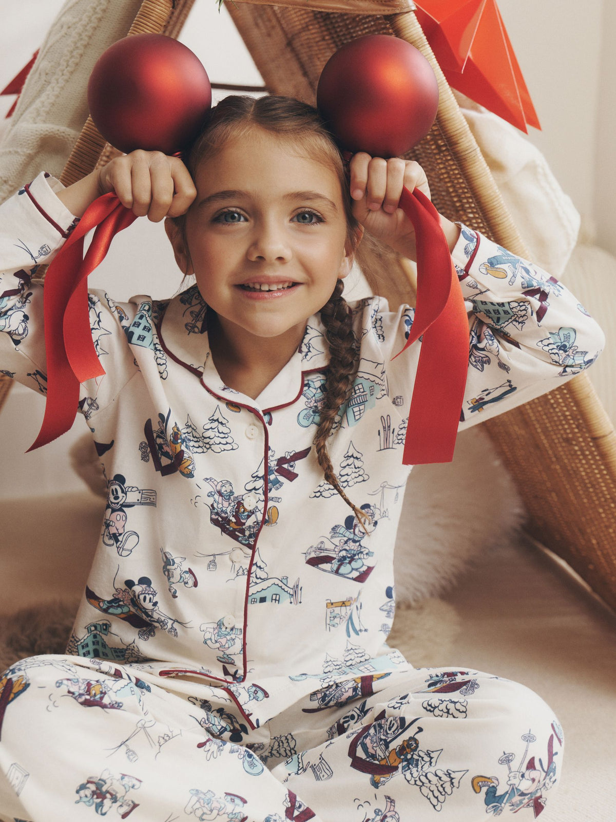 Berry/Ecru Mickey Mouse Jersey Button Through Christmas Pyjamas (9mths-10yrs) - image 9