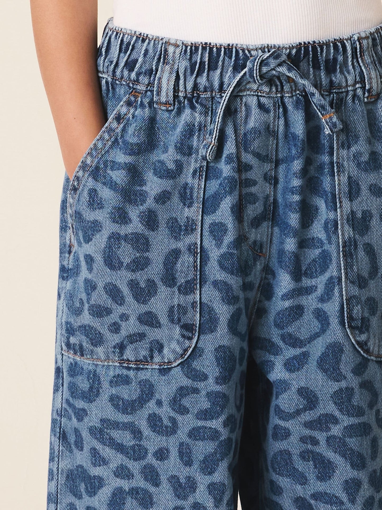 Dsiney Kidz - Leopard Print Denim Pull On Wide Leg Trousers (3-16yrs) image 5