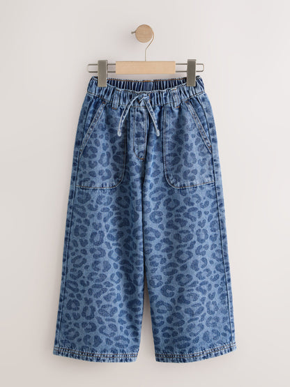 Dsiney Kidz - Leopard Print Denim Pull On Wide Leg Trousers (3-16yrs) image 6