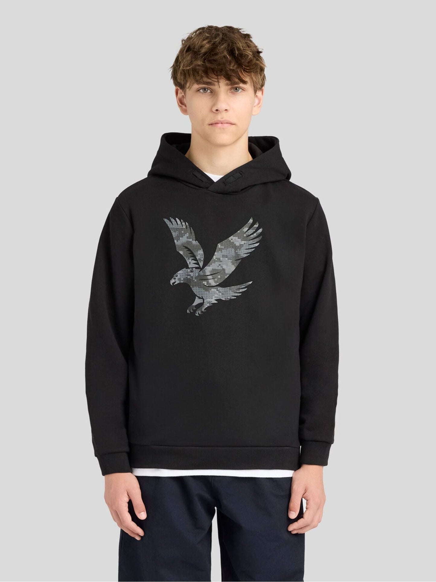 Dsiney Kidz - Lyle & Scott Black Pixelated Eagle Print Hoodie image 1