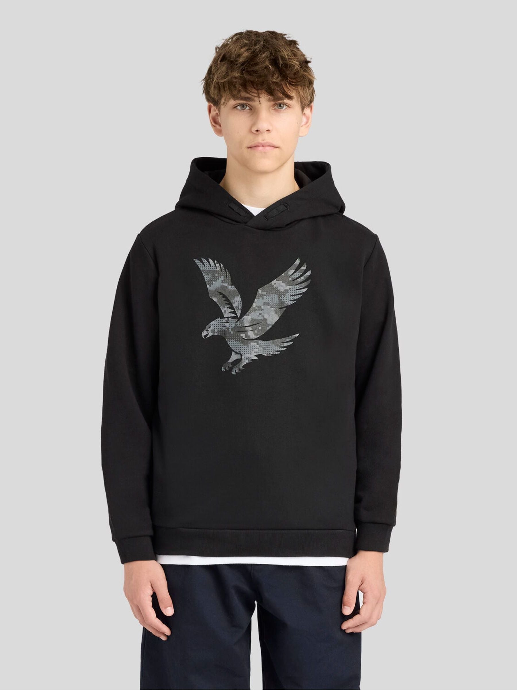 Dsiney Kidz - Lyle & Scott Black Pixelated Eagle Print Hoodie image 1