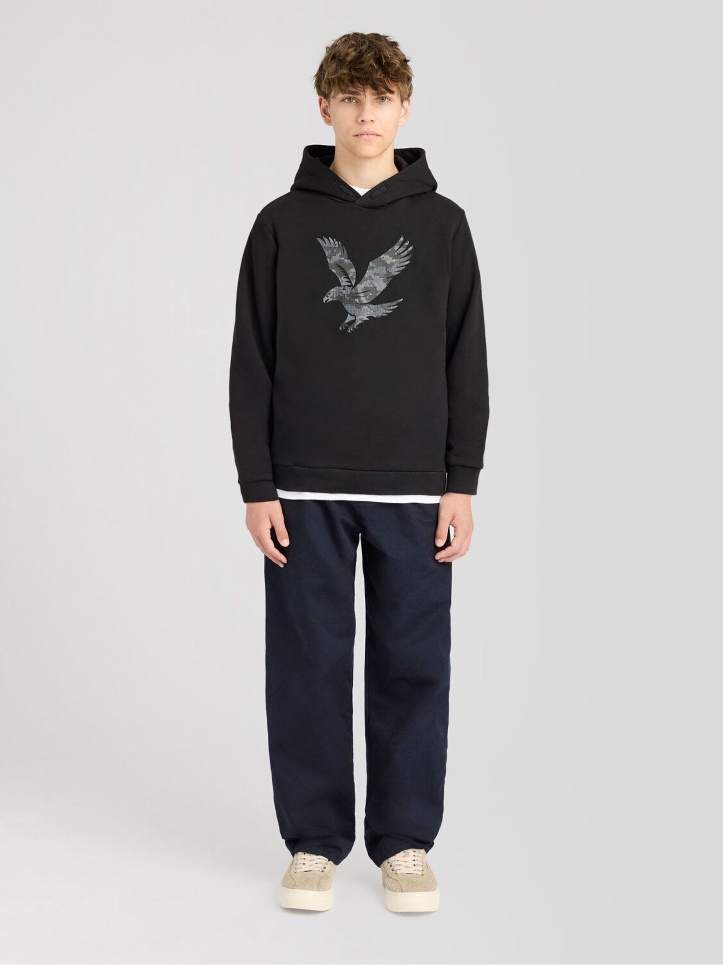 Dsiney Kidz - Lyle & Scott Black Pixelated Eagle Print Hoodie image 2