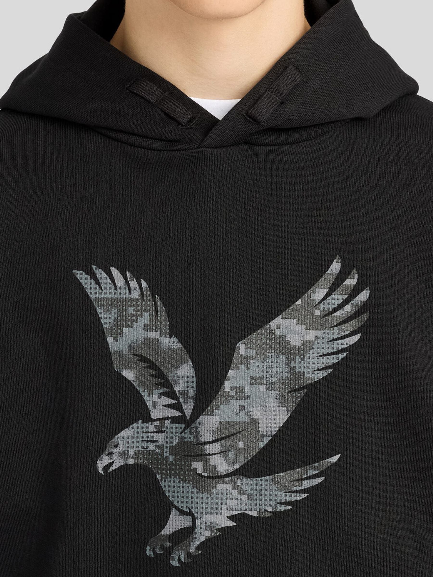 Dsiney Kidz - Lyle & Scott Black Pixelated Eagle Print Hoodie image 3