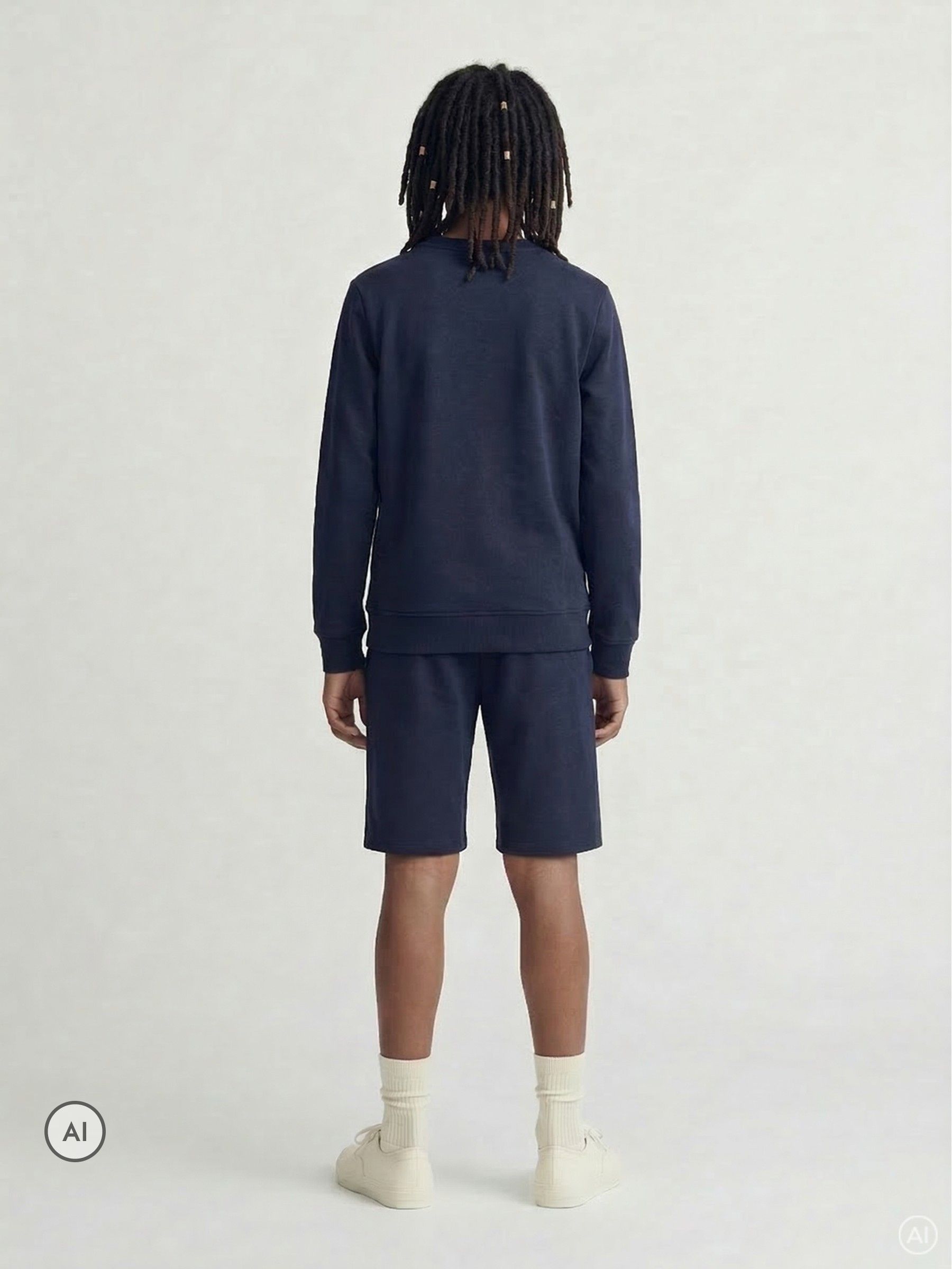 Dsiney Kidz - JACK & JONES Junior Blue Crew Neck Sweat Top & Short Set image 3