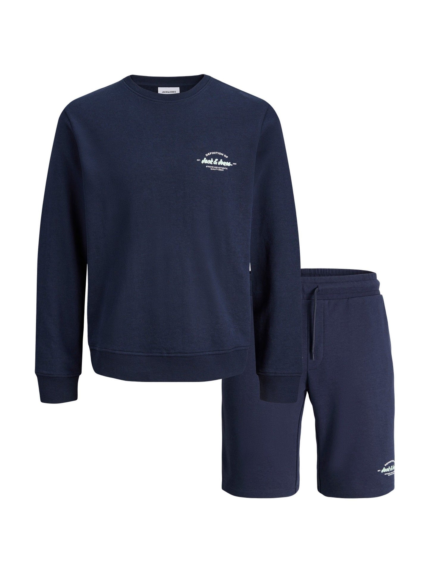 Dsiney Kidz - JACK & JONES Junior Blue Crew Neck Sweat Top & Short Set image 4