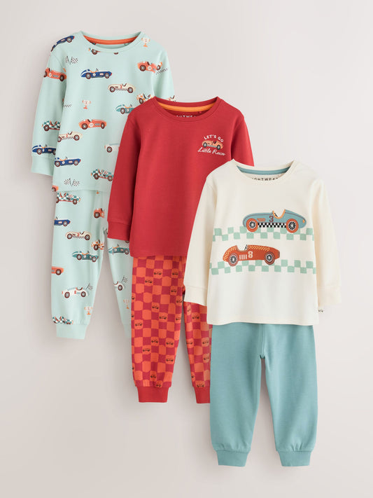 Dsiney Kidz - Red/Blue Race Car Relaxed Snuggle Pyjamas 3 Pack (9mths-10yrs) image 1