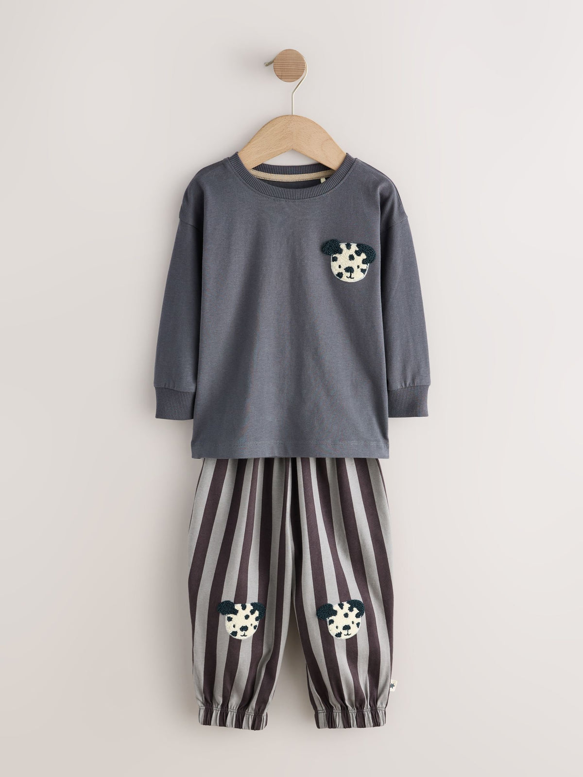 Ecru/Charcoal Mono Dog Oversized Pyjamas 3 Pack (9mths-10yrs) - image 2