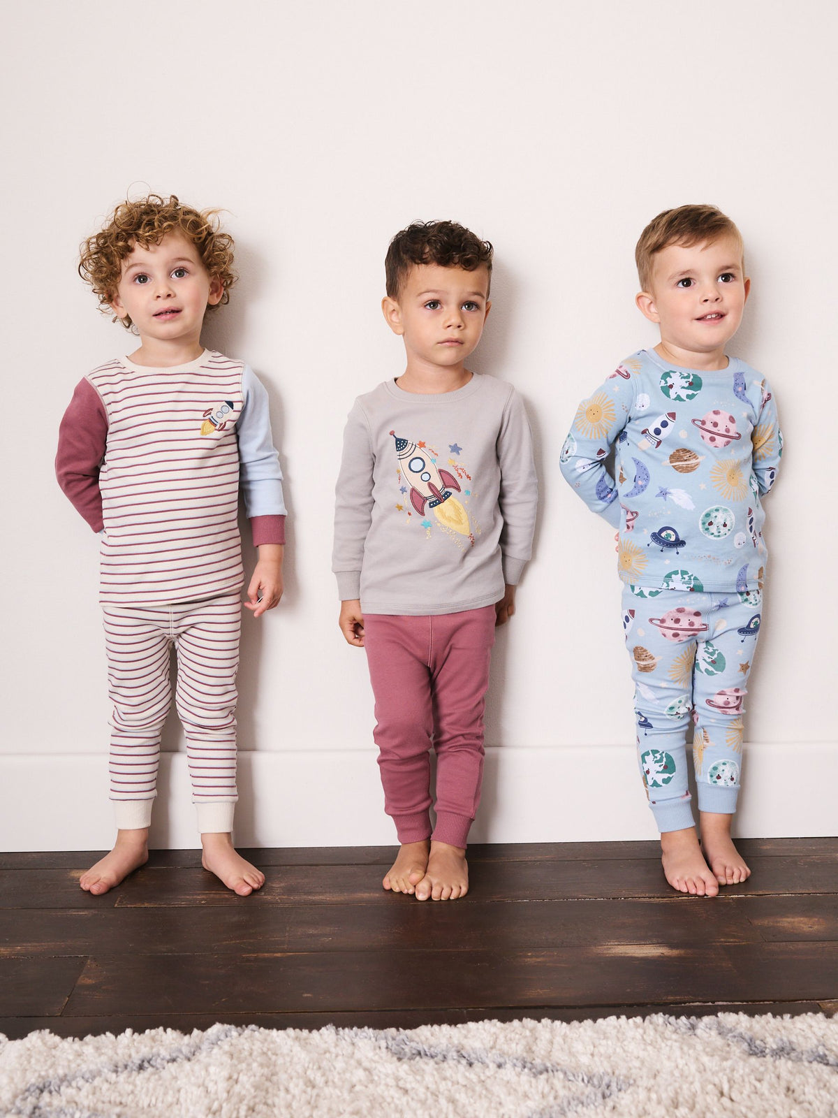 Blue/Maroon All Over Space Relaxed Snuggle Pyjamas 3 Pack (9mths-8yrs) - image 1