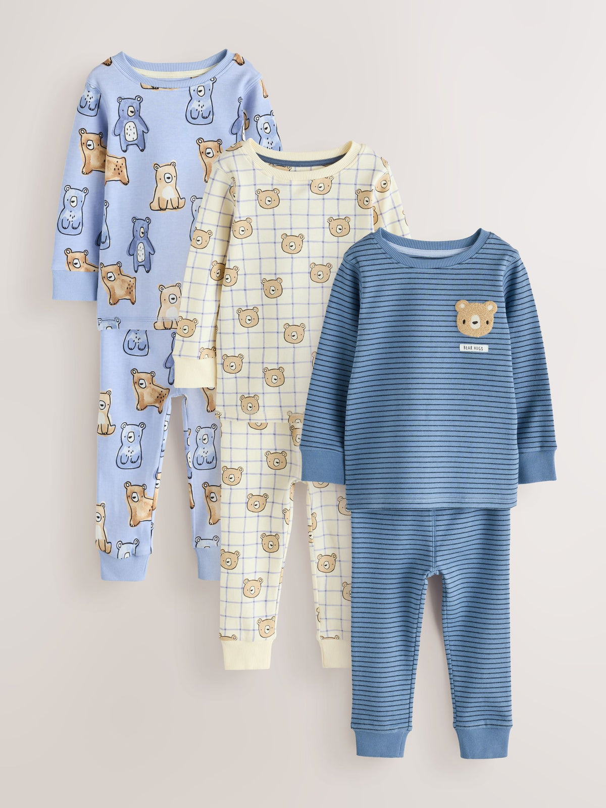 Navy/Ecru Bears Snuggle Pyjamas 3 Pack (9mths-6yrs) - image 1