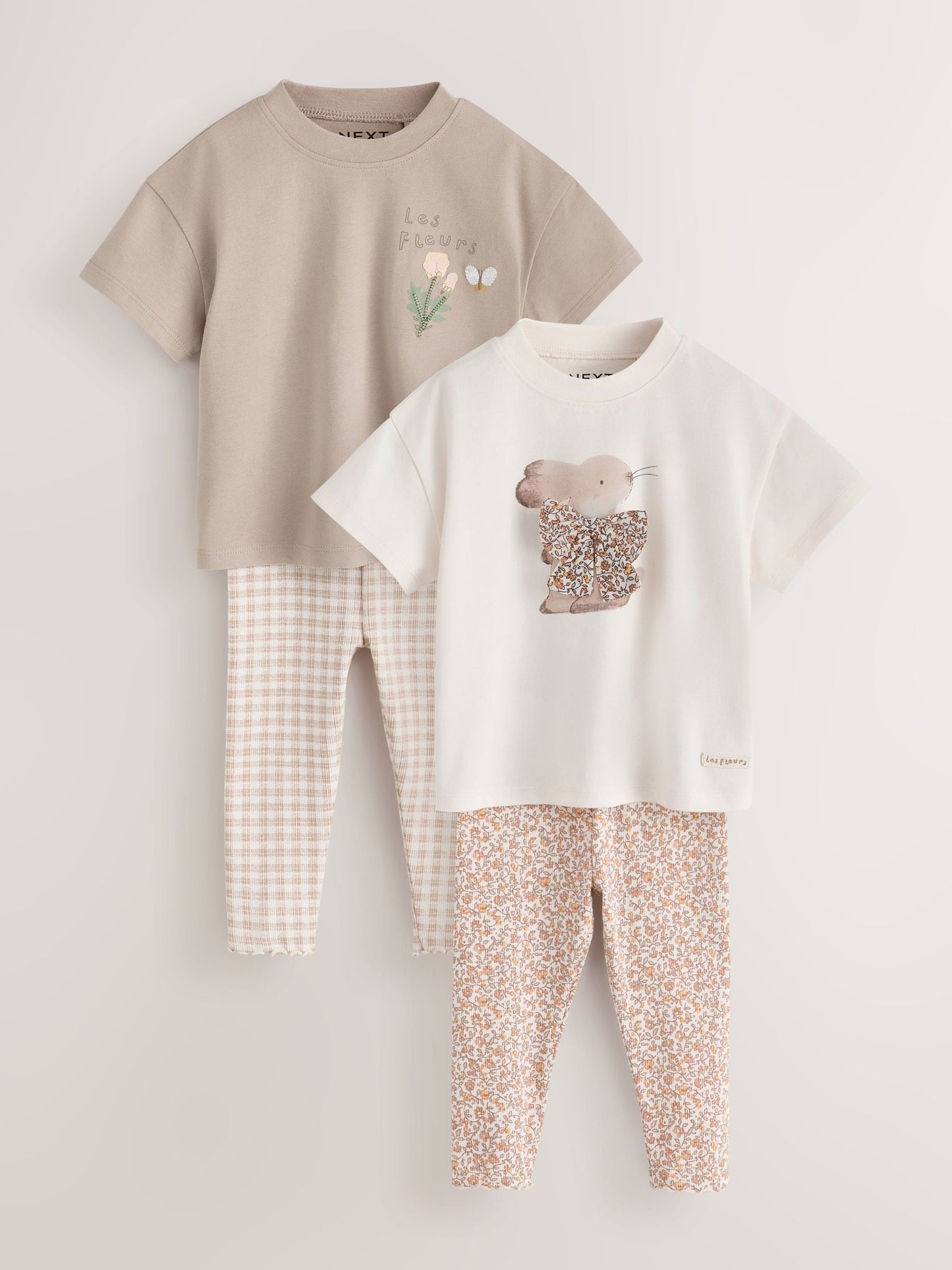 Dsiney Kidz - Neutral Bunny Short Sleeve T-Shirt and Leggings Set 4 Piece (3mths-7yrs) image 1