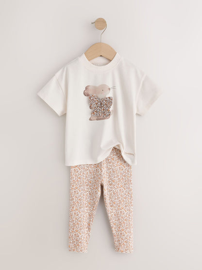 Dsiney Kidz - Neutral Bunny Short Sleeve T-Shirt and Leggings Set 4 Piece (3mths-7yrs) image 5