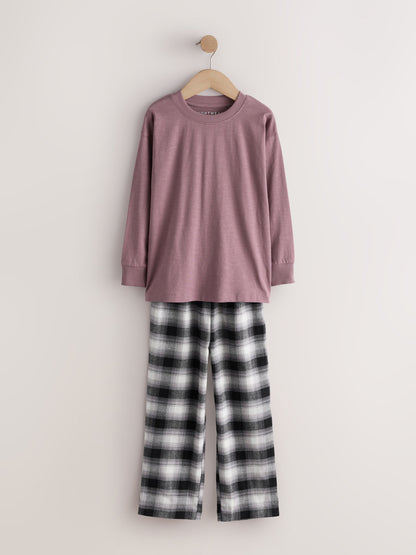 Green/Dusk Long Sleeve Woven Check Pyjamas 2 Pack (3-16yrs) - image 3