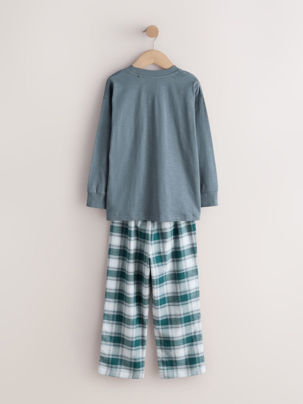 Green/Dusk Long Sleeve Woven Check Pyjamas 2 Pack (3-16yrs) - image 4