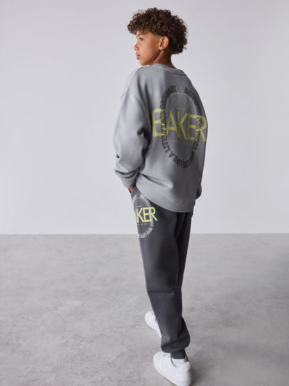 Dsiney Kidz - Baker by Ted Baker Grey Tonal Oversized Graphic Sweatshirt and Joggers Set image 2