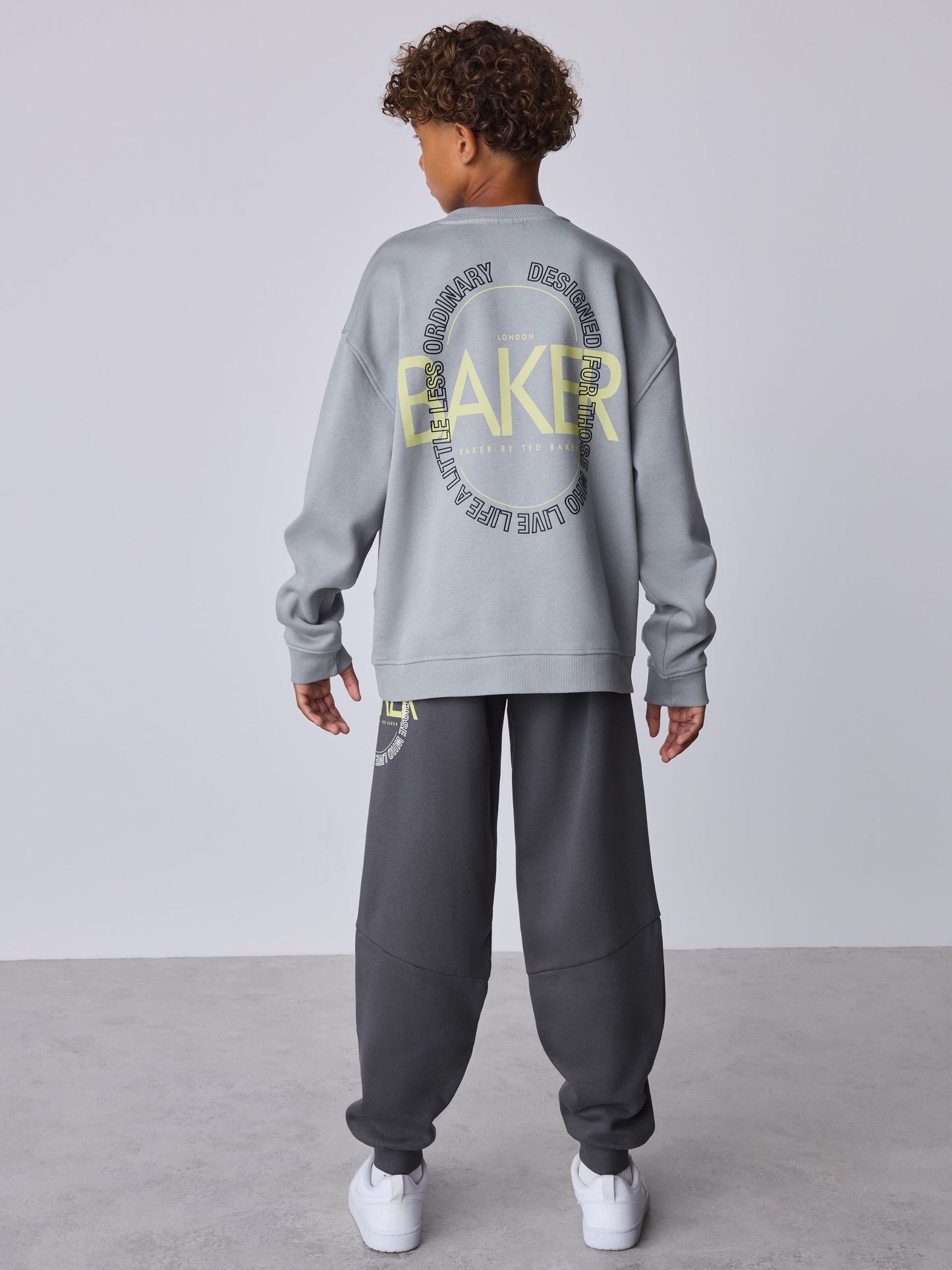 Dsiney Kidz - Baker by Ted Baker Grey Tonal Oversized Graphic Sweatshirt and Joggers Set image 3