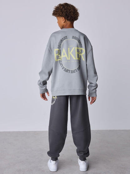 Dsiney Kidz - Baker by Ted Baker Grey Tonal Oversized Graphic Sweatshirt and Joggers Set image 3