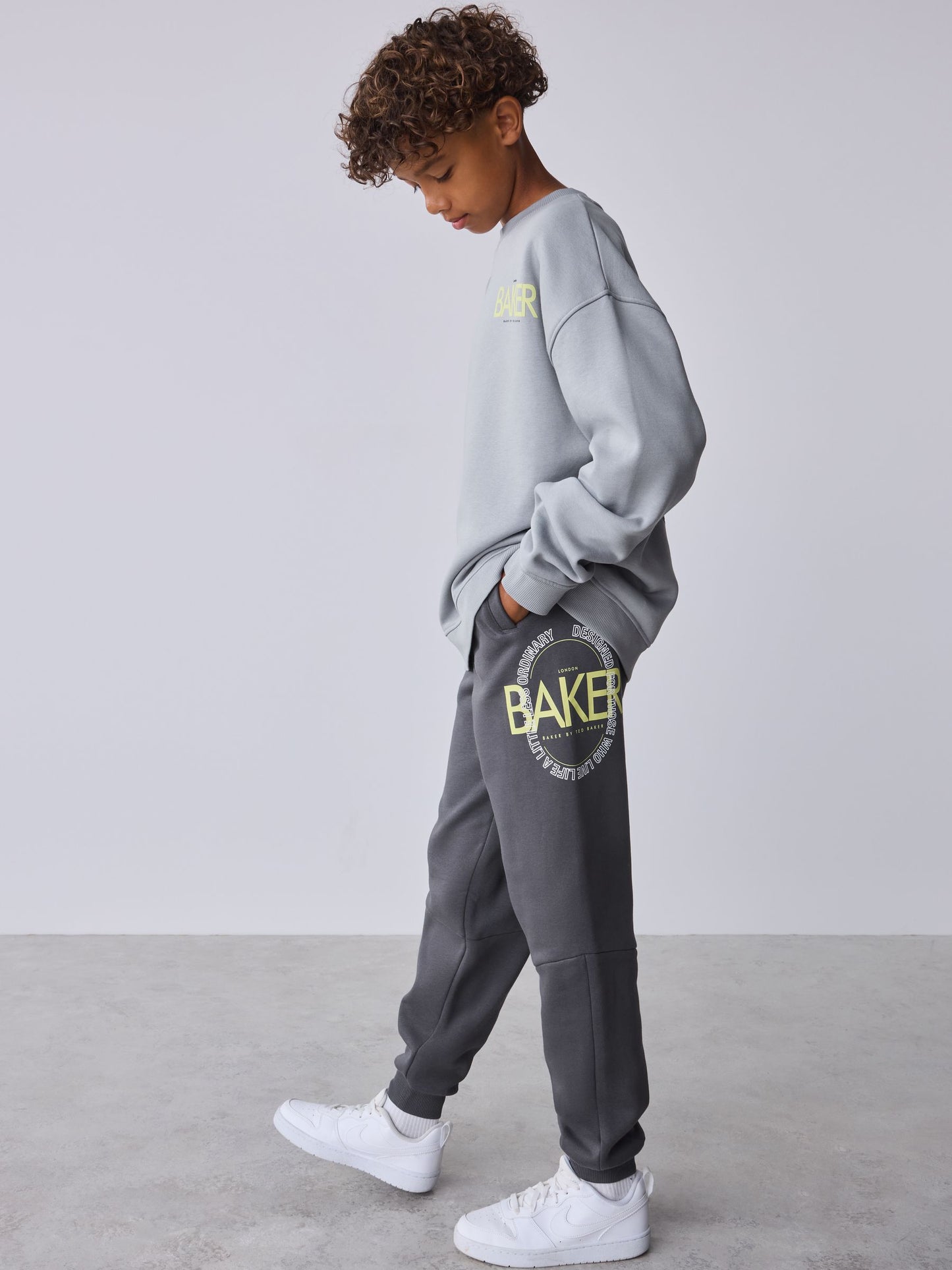 Dsiney Kidz - Baker by Ted Baker Grey Tonal Oversized Graphic Sweatshirt and Joggers Set image 4