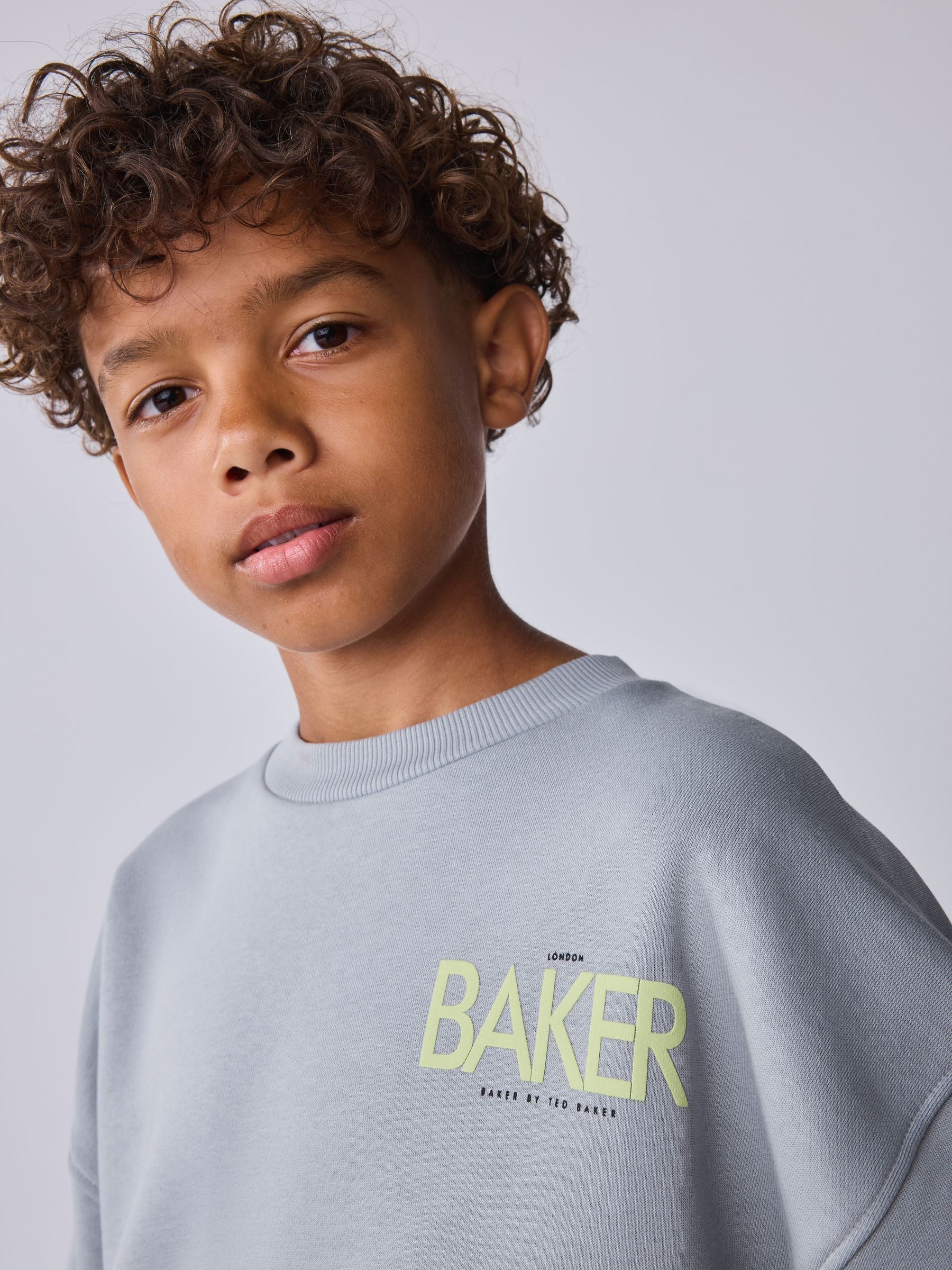 Dsiney Kidz - Baker by Ted Baker Grey Tonal Oversized Graphic Sweatshirt and Joggers Set image 5