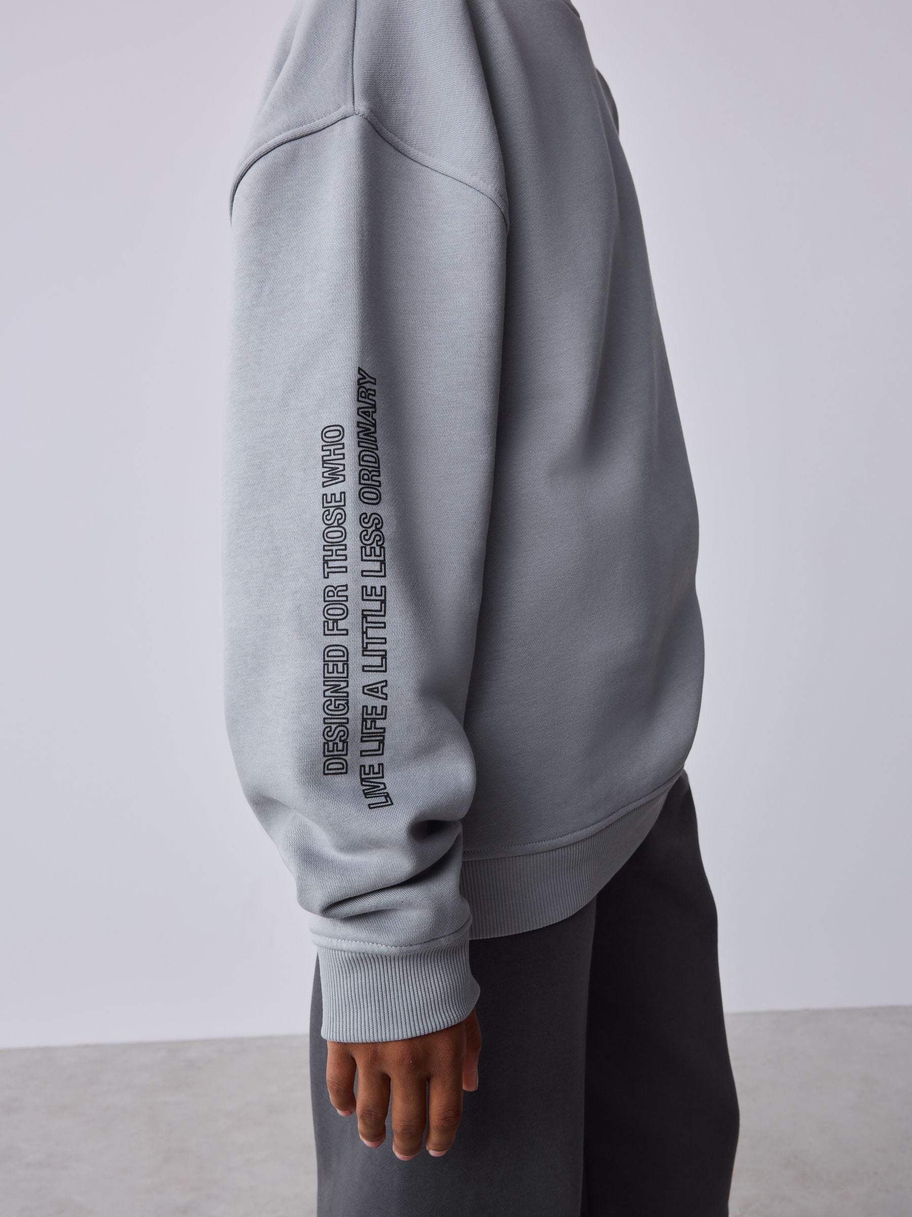 Dsiney Kidz - Baker by Ted Baker Grey Tonal Oversized Graphic Sweatshirt and Joggers Set image 6