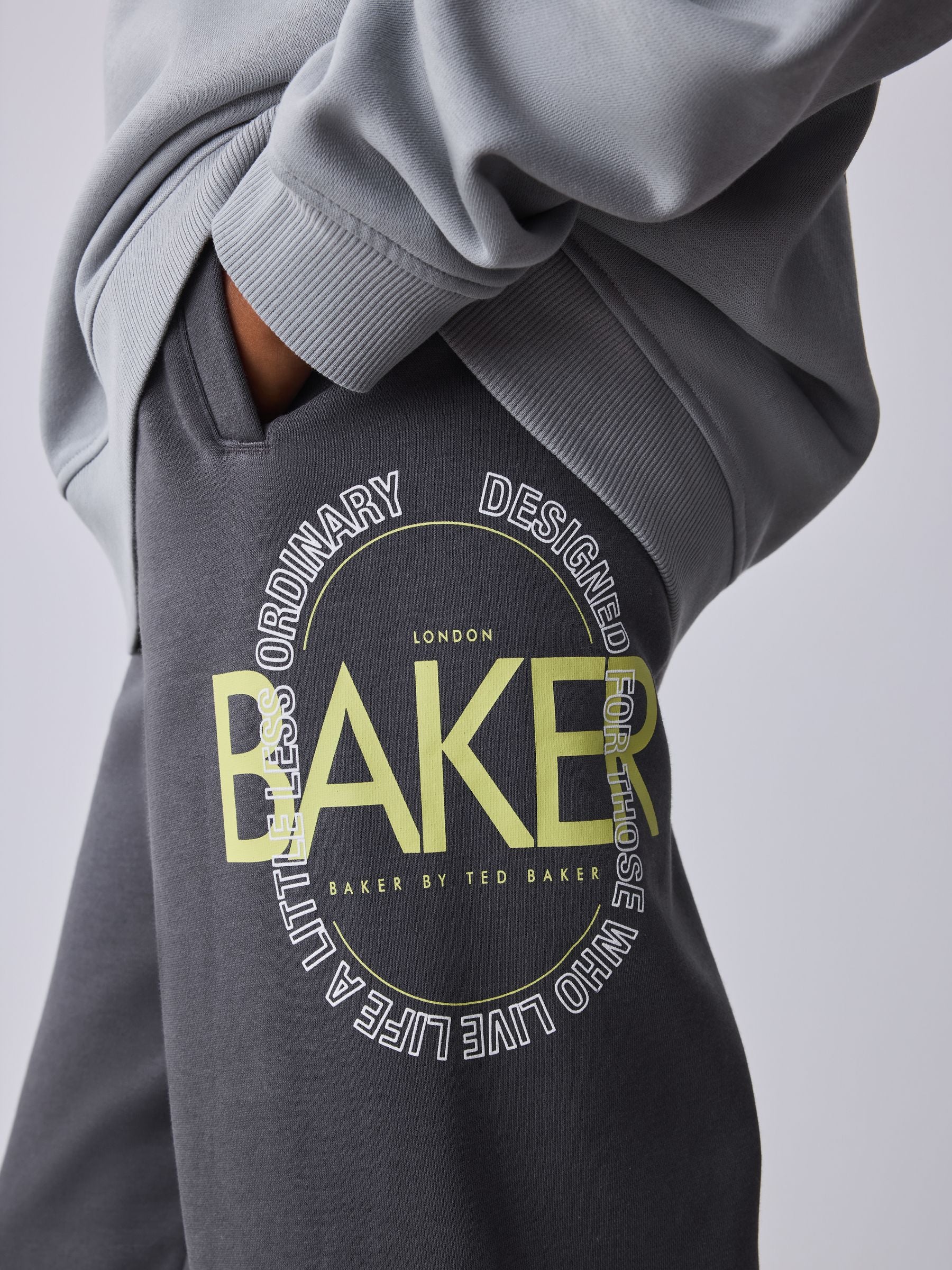 Dsiney Kidz - Baker by Ted Baker Grey Tonal Oversized Graphic Sweatshirt and Joggers Set image 7