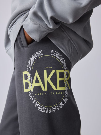 Dsiney Kidz - Baker by Ted Baker Grey Tonal Oversized Graphic Sweatshirt and Joggers Set image 7