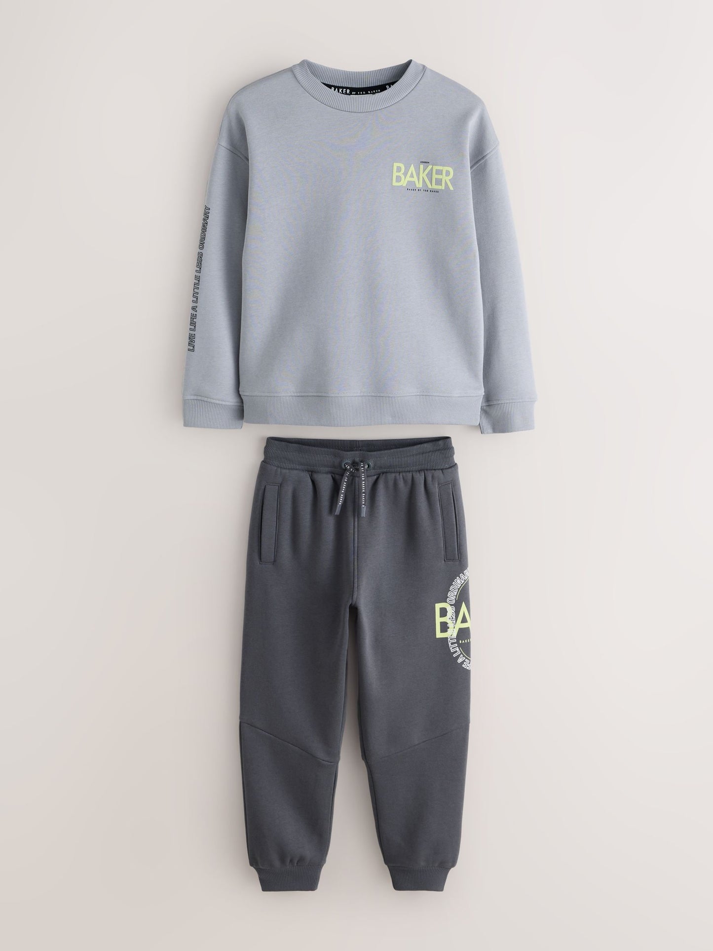 Dsiney Kidz - Baker by Ted Baker Grey Tonal Oversized Graphic Sweatshirt and Joggers Set image 8