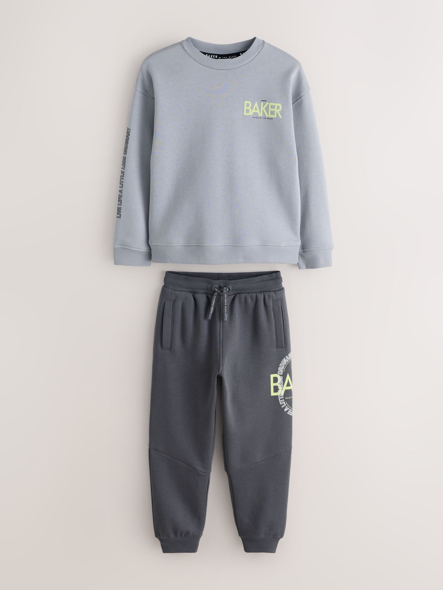 Dsiney Kidz - Baker by Ted Baker Grey Tonal Oversized Graphic Sweatshirt and Joggers Set image 8