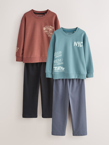 Red/Green Offline Long Sleeve Pyjamas 2 Pack (3-16yrs) - image 1