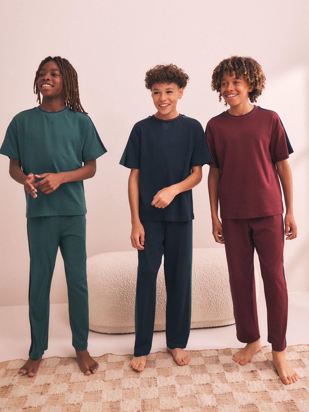 Green/Blue/Red Side Stripe Short Sleeve Jogger Pyjamas 3 Pack (3-16yrs) - image 1