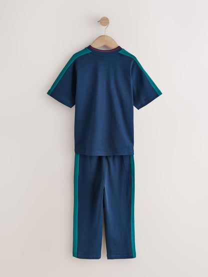 Green/Blue/Red Side Stripe Short Sleeve Jogger Pyjamas 3 Pack (3-16yrs) - image 8
