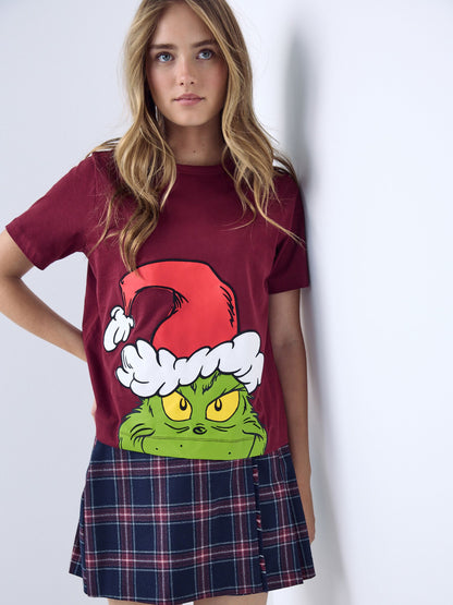 Berry Pink Grinch Licence Graphic Christmas T-Shirt - image 1