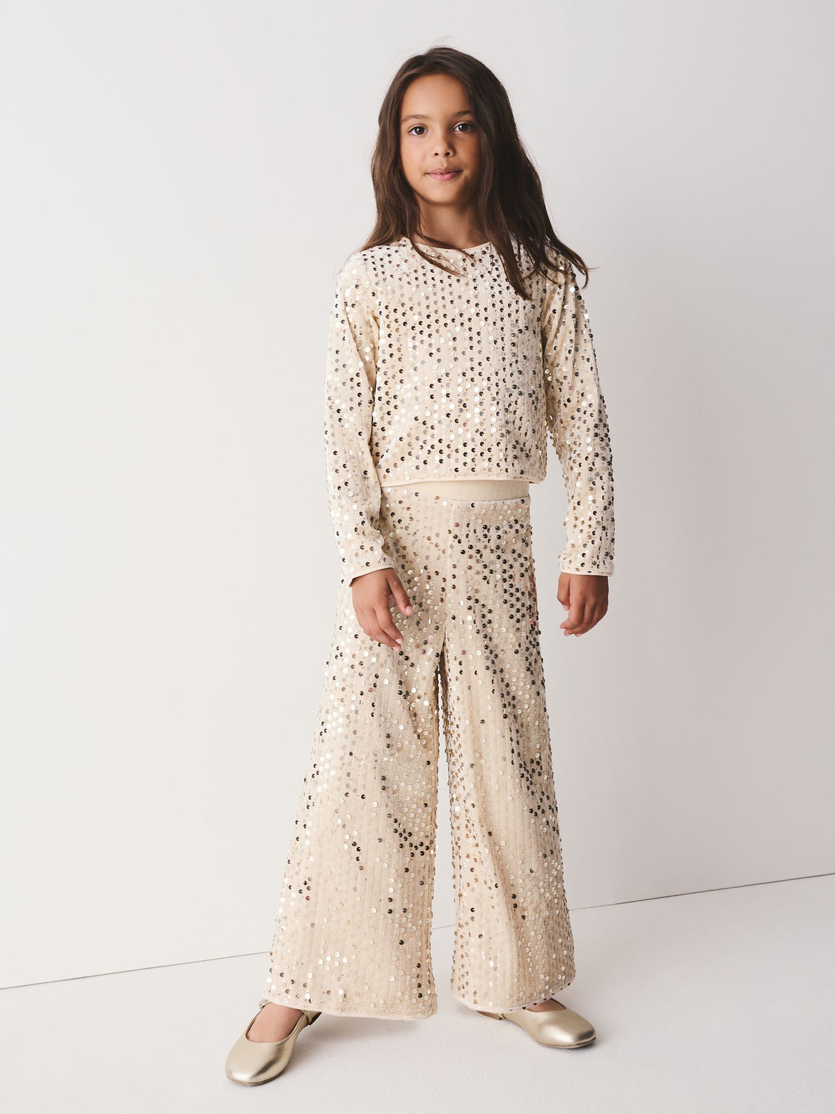 Cream Sequin Trousers Set (3-16yrs) - image 1