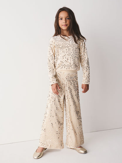 Cream Sequin Trousers Set (3-16yrs) - image 1