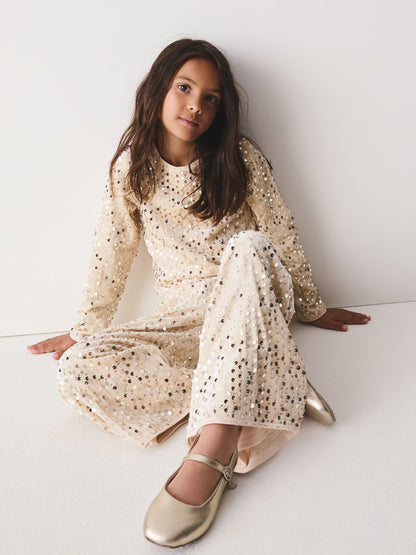 Cream Sequin Trousers Set (3-16yrs) - image 2