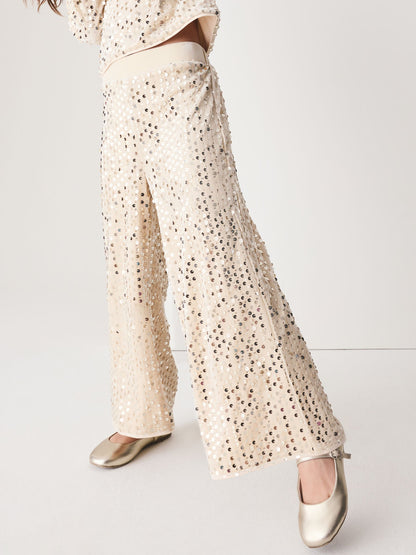 Cream Sequin Trousers Set (3-16yrs) - image 3