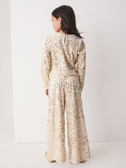 Cream Sequin Trousers Set (3-16yrs) - image 4