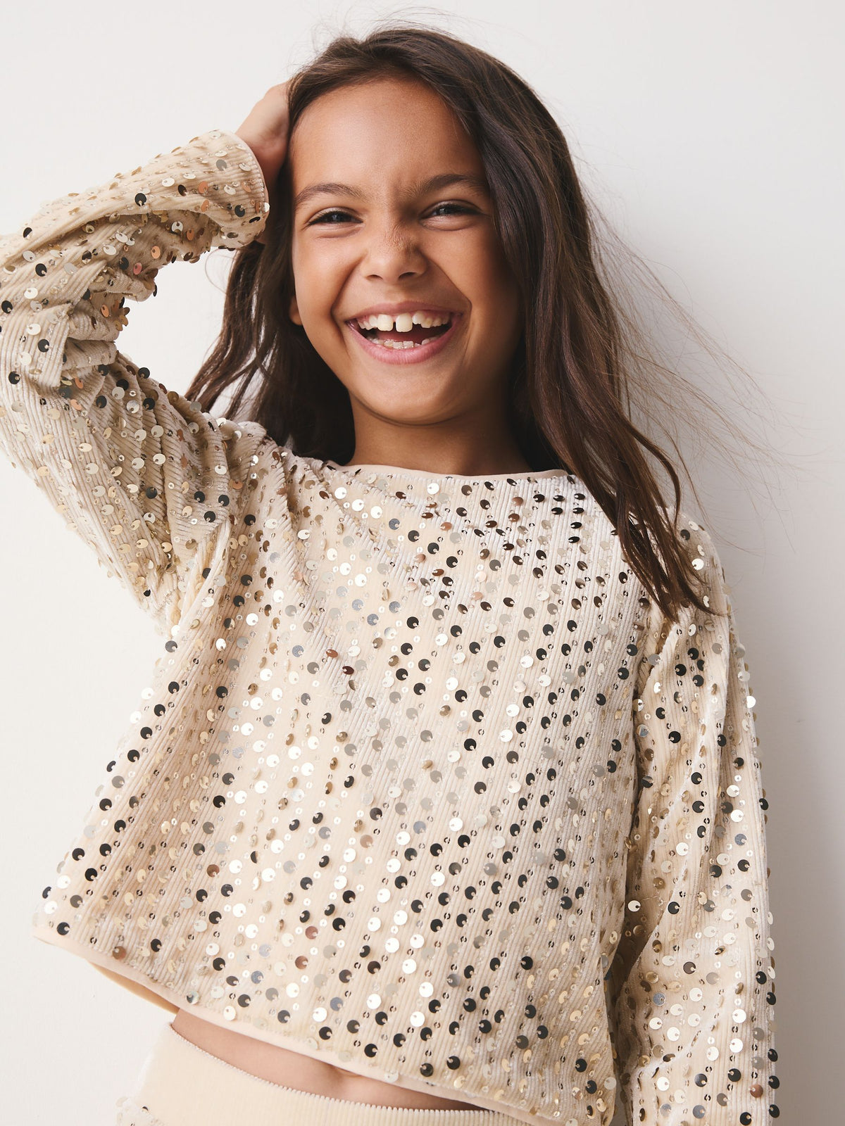 Cream Sequin Trousers Set (3-16yrs) - image 5
