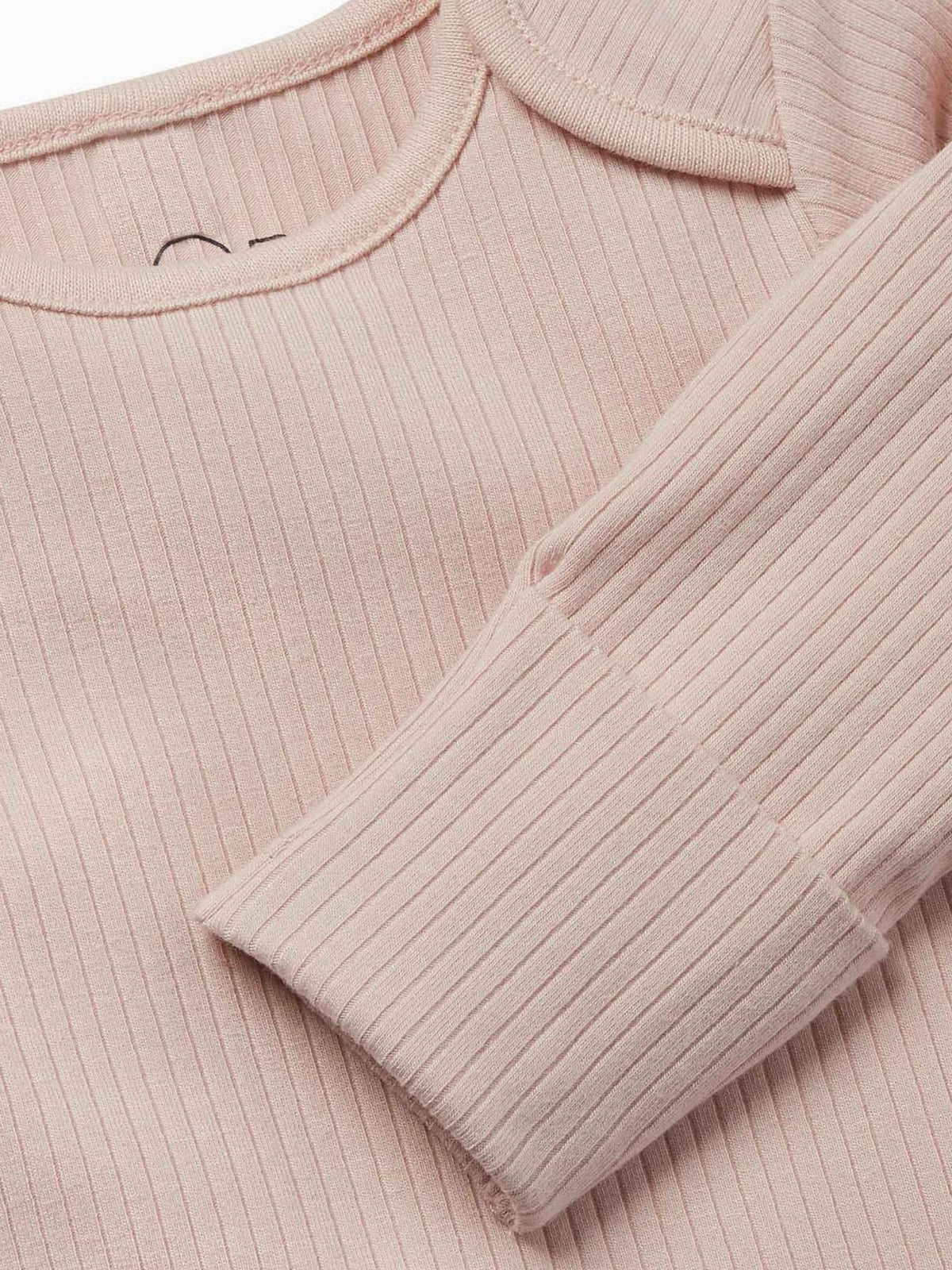 Dsiney Kidz - MORI Pink Ribbed Stretch Long Sleeve Envelope Neckline Bodysuit image 2