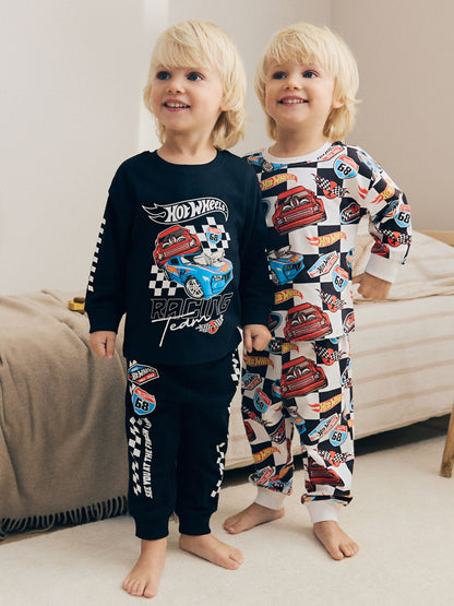 Black/White/Red Hot Wheels Long Sleeve Relaxed Fit Pyjamas 2 Pack (12mths-9yrs) - image 1