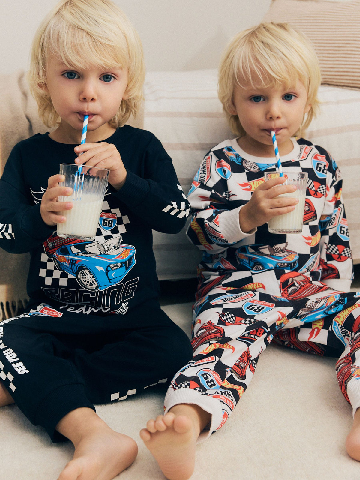 Black/White/Red Hot Wheels Long Sleeve Relaxed Fit Pyjamas 2 Pack (12mths-9yrs) - image 2