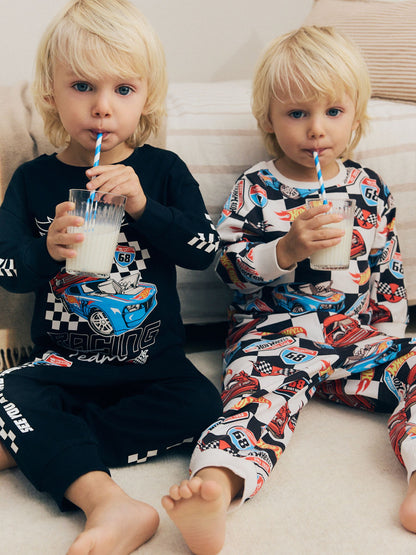 Black/White/Red Hot Wheels Long Sleeve Relaxed Fit Pyjamas 2 Pack (12mths-9yrs) - image 2