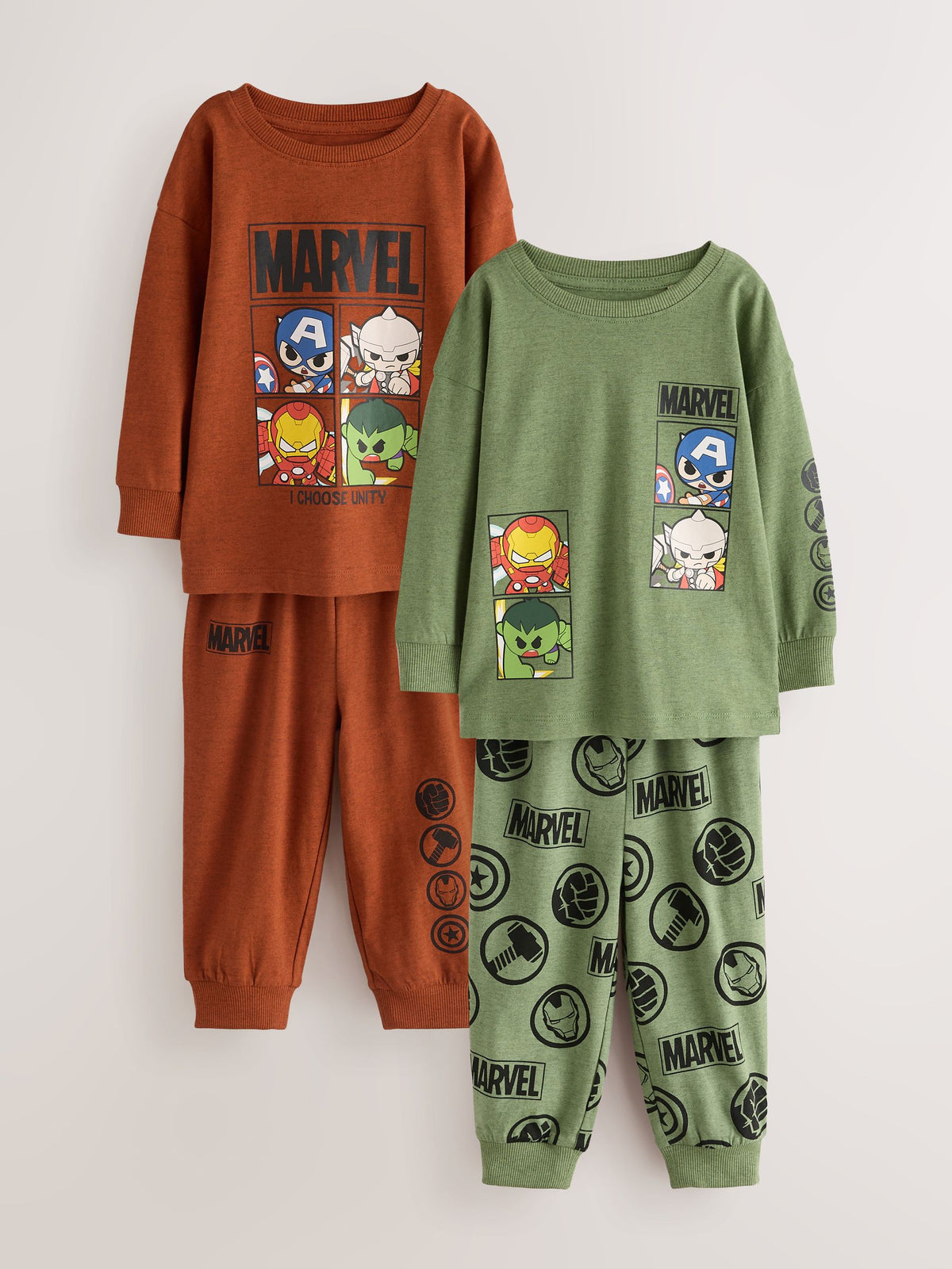 Green/Orange Marvel Long Sleeve Jogger Pyjamas 3 Pack (9mths-8yrs) - image 1