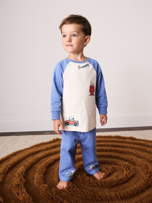 Blue/Ecru Snoopy Long Sleeve Jogger Pyjamas (12mths-10yrs) - image 1