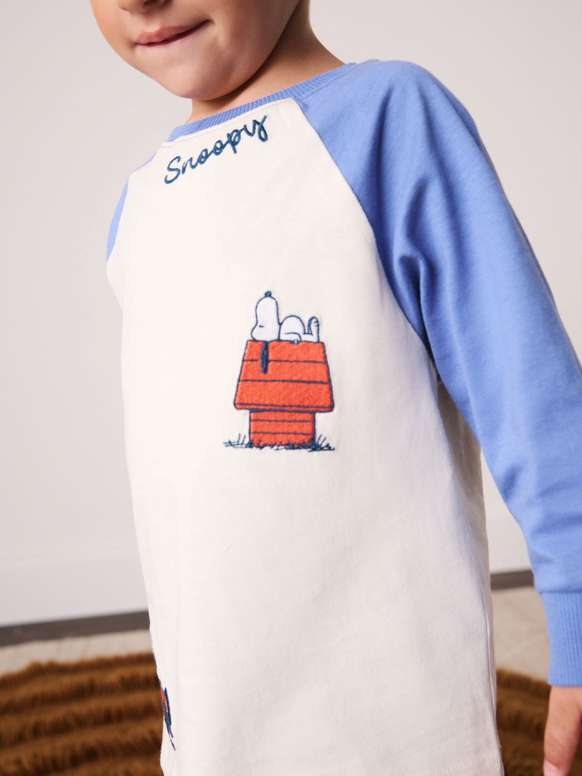 Blue/Ecru Snoopy Long Sleeve Jogger Pyjamas (12mths-10yrs) - image 3