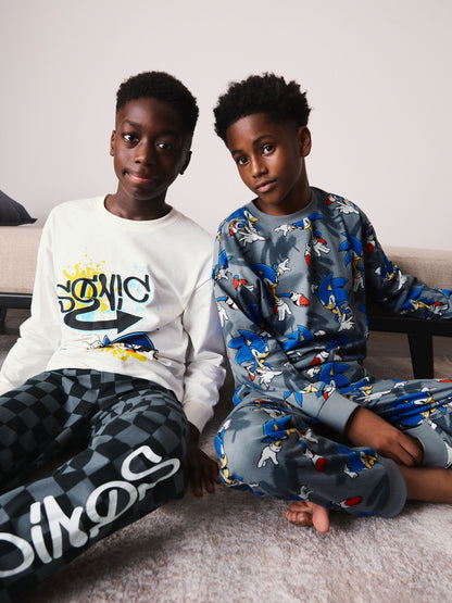 Ecru/Grey Sonic the Hedgehog Jogger Pyjamas 2 Pack (3-14yrs) - image 3