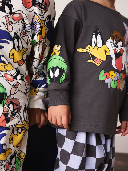Charcoal/Neutral Looney Tunes Oversized Pyjamas 2 Pack (9mths-8yrs) - image 4